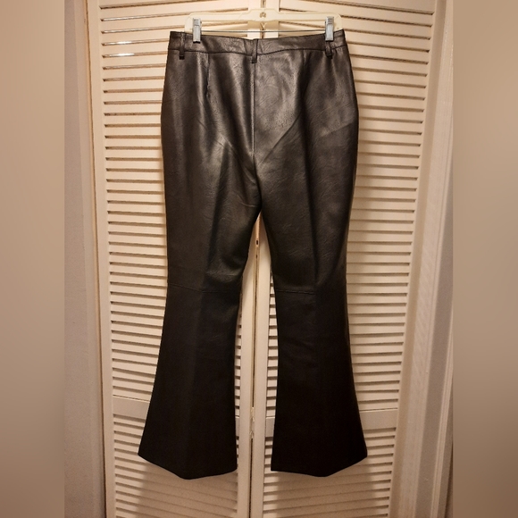 Faux Vegan Leather Flared Trousers - Picture 2 of 4
